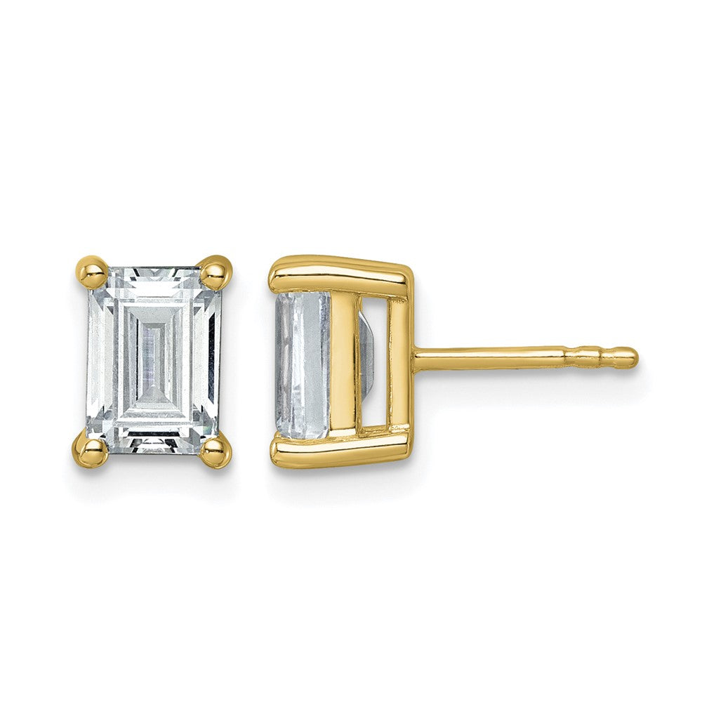 14ky 3ct Lab Grown Diamond VS/SI+ G+ Emerald Comp 4 Prong Stud Earrings