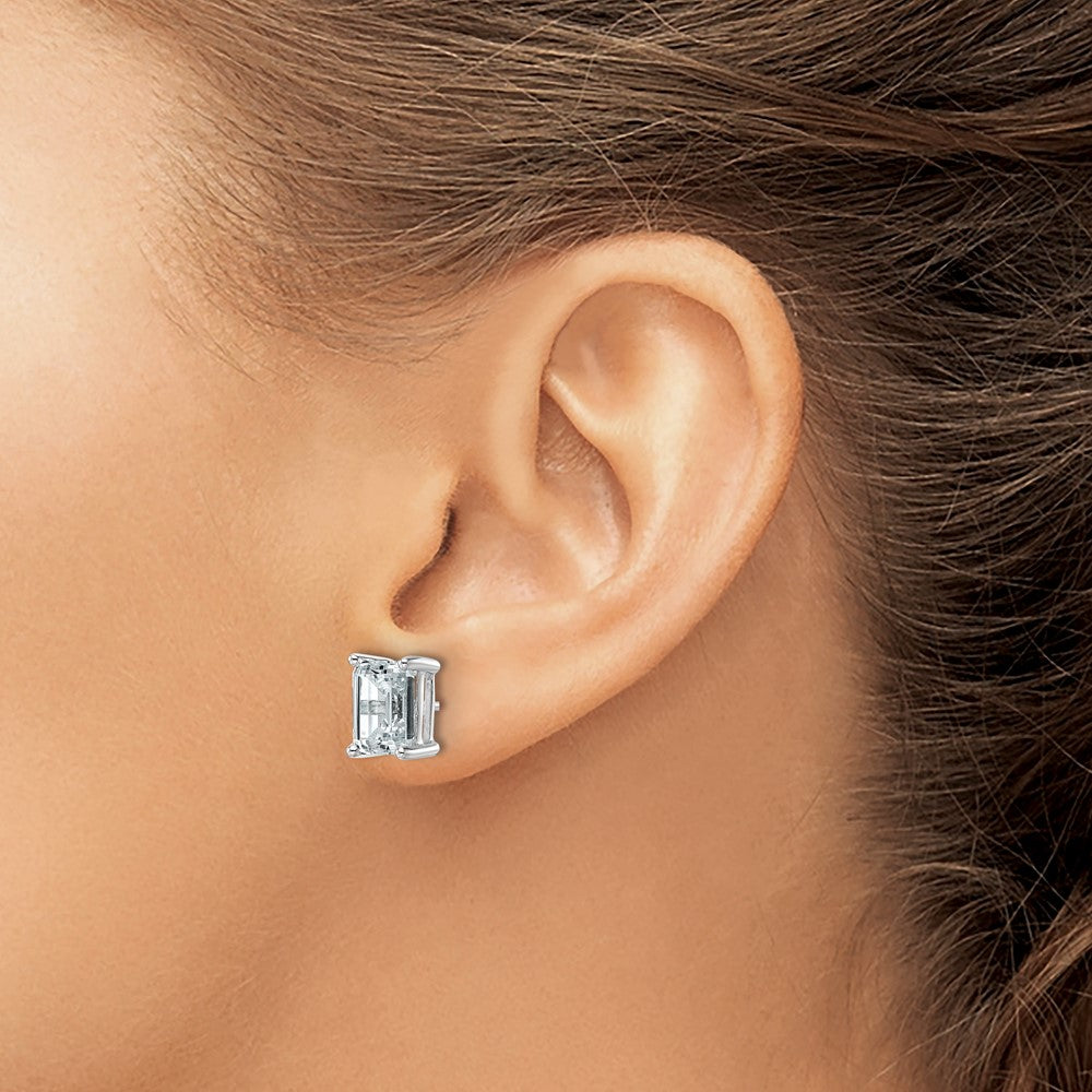 14kw 4ct Lab Grown Diamond VS/SI+ G+ Emerald Comp 4 Prong Stud Earrings