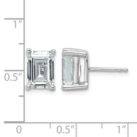 14kw 4ct Lab Grown Diamond VS+ F+ Emerald Comp 4 Prong Stud Earrings