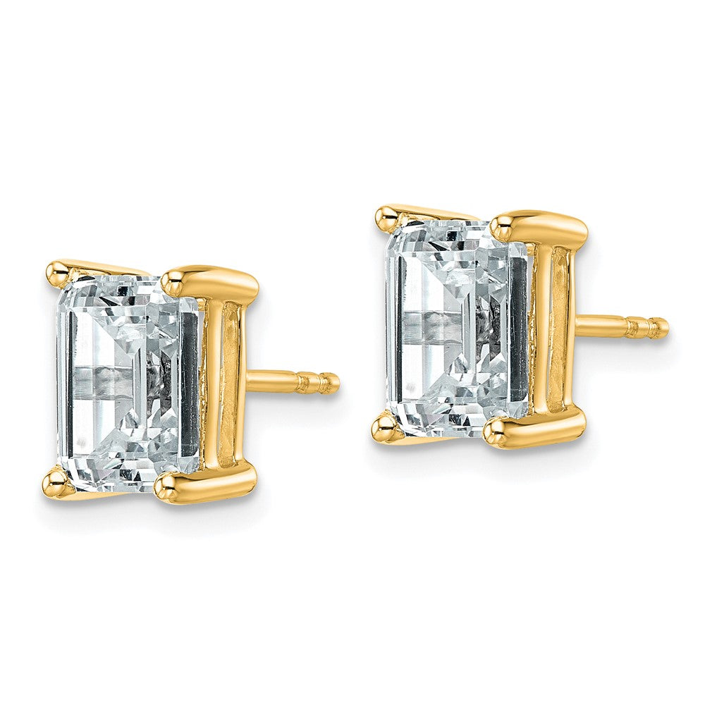 14ky 4ct Cert Lab Grown Dia VS/SI+ G+ Emerald Comp 4 Prong Stud Earrings