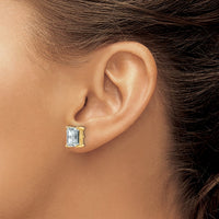 14ky 4ct Lab Grown Diamond VS/SI+ G+ Emerald Comp 4 Prong Stud Earrings