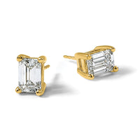 14ky 4ct Cert Lab Grown Dia VS/SI+ G+ Emerald Comp 4 Prong Stud Earrings