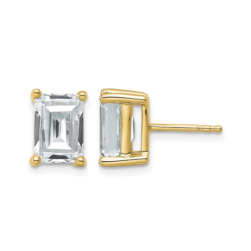 14ky 4ct Cert Lab Grown Diamond VS+ F+ Emerald Comp 4 Prong Stud Earrings