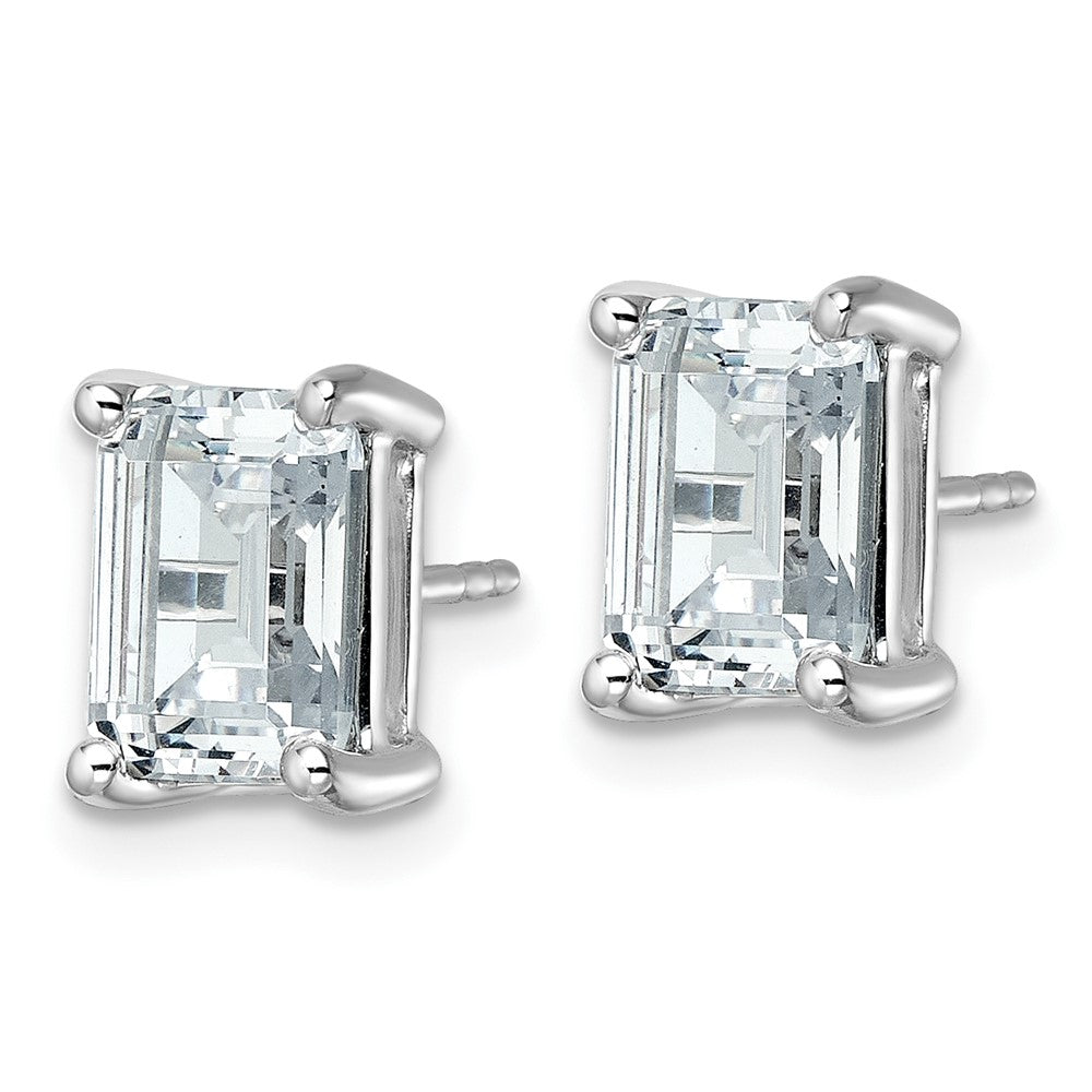14kw 5ct Lab Grown Diamond VS+ F+ Emerald Comp 4 Prong Stud Earrings