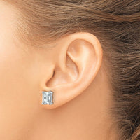 14kw 5ct Lab Grown Diamond VS+ F+ Emerald Comp 4 Prong Stud Earrings