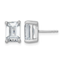 14kw 5ct Lab Grown Diamond VS+ F+ Emerald Comp 4 Prong Stud Earrings