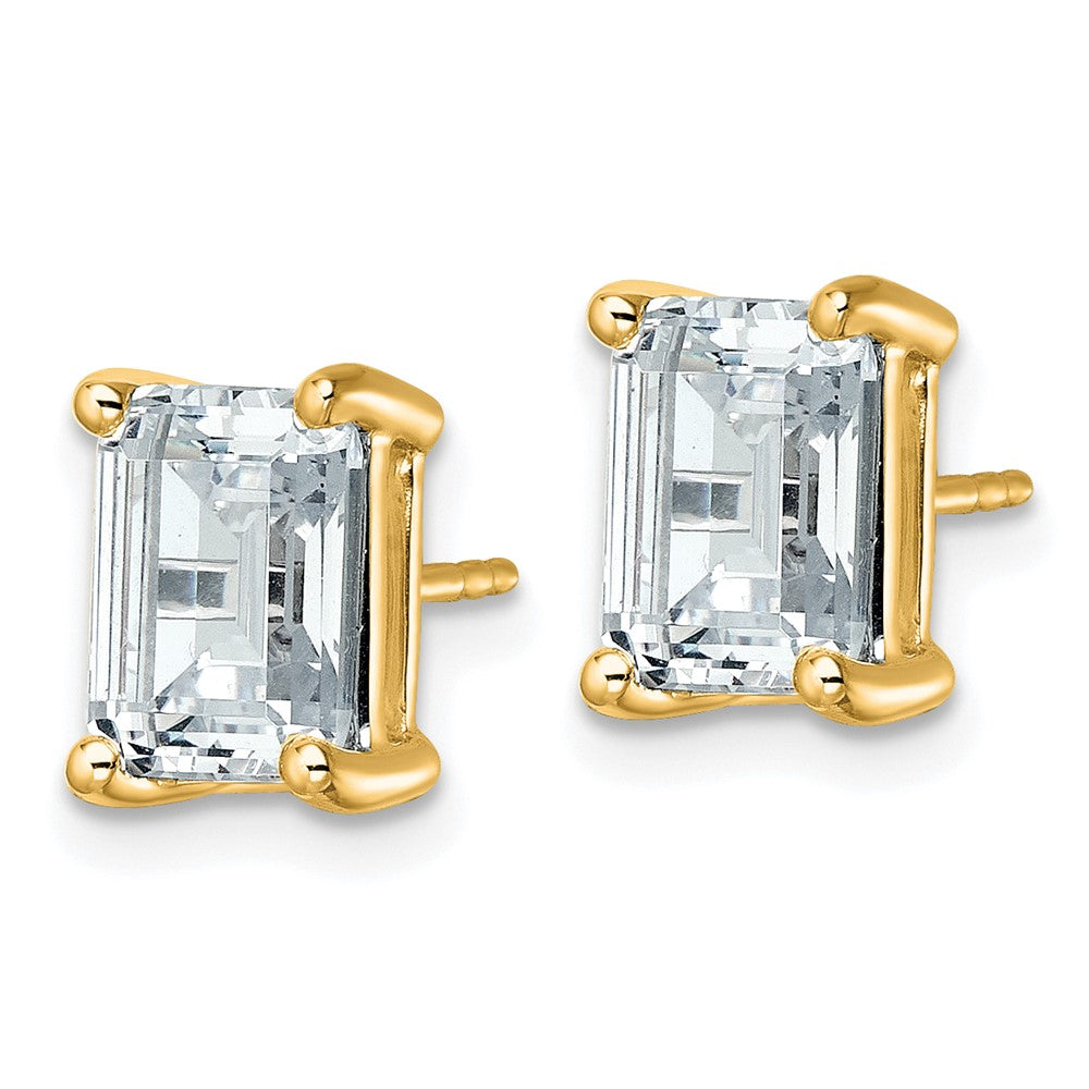 14ky 5ct Cert Lab Grown Diamond VS+ F+ Emerald Comp 4 Prong Stud Earrings