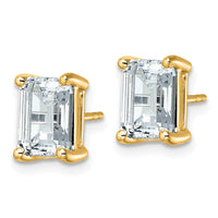 14ky 5ct Cert Lab Grown Diamond VS+ F+ Emerald Comp 4 Prong Stud Earrings