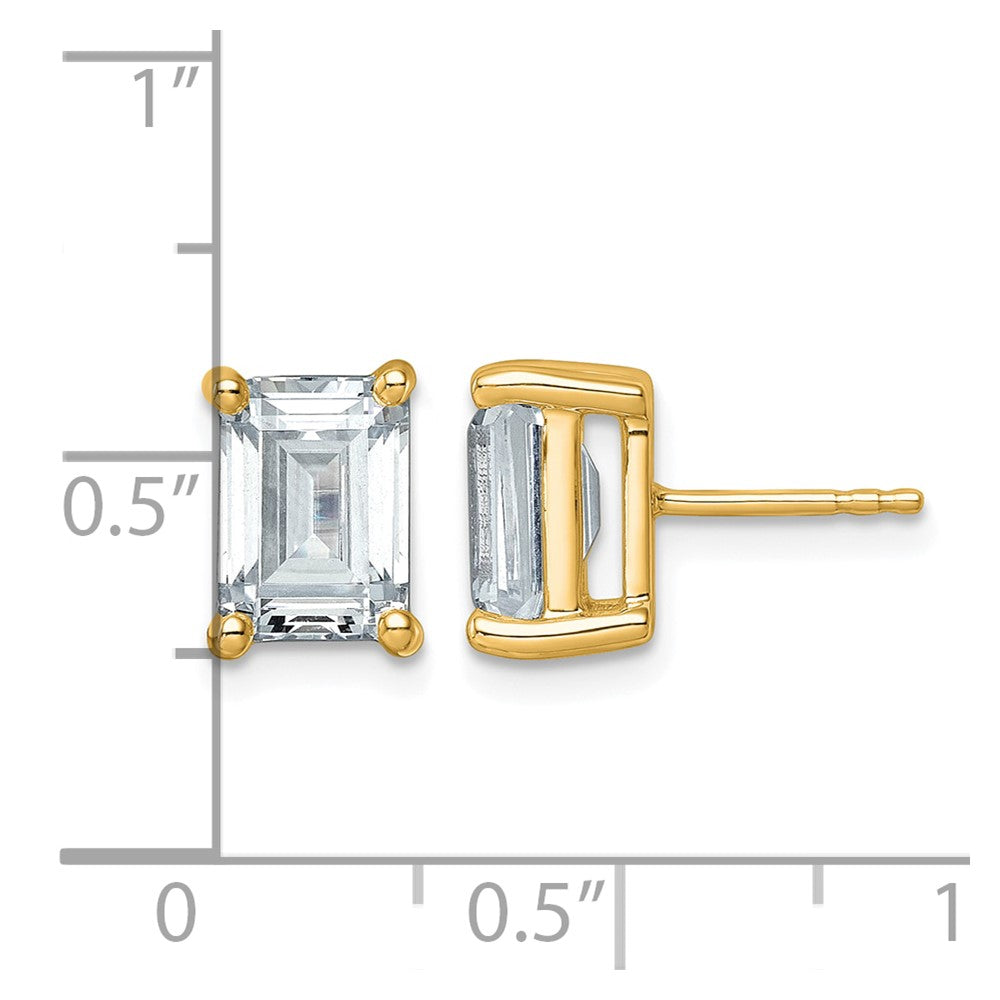 14ky 5ct Cert Lab Grown Diamond VS+ F+ Emerald Comp 4 Prong Stud Earrings