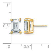 14ky 5ct Cert Lab Grown Diamond VS+ F+ Emerald Comp 4 Prong Stud Earrings