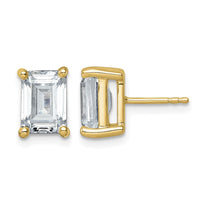 14ky 5ct Cert Lab Grown Diamond VS+ F+ Emerald Comp 4 Prong Stud Earrings