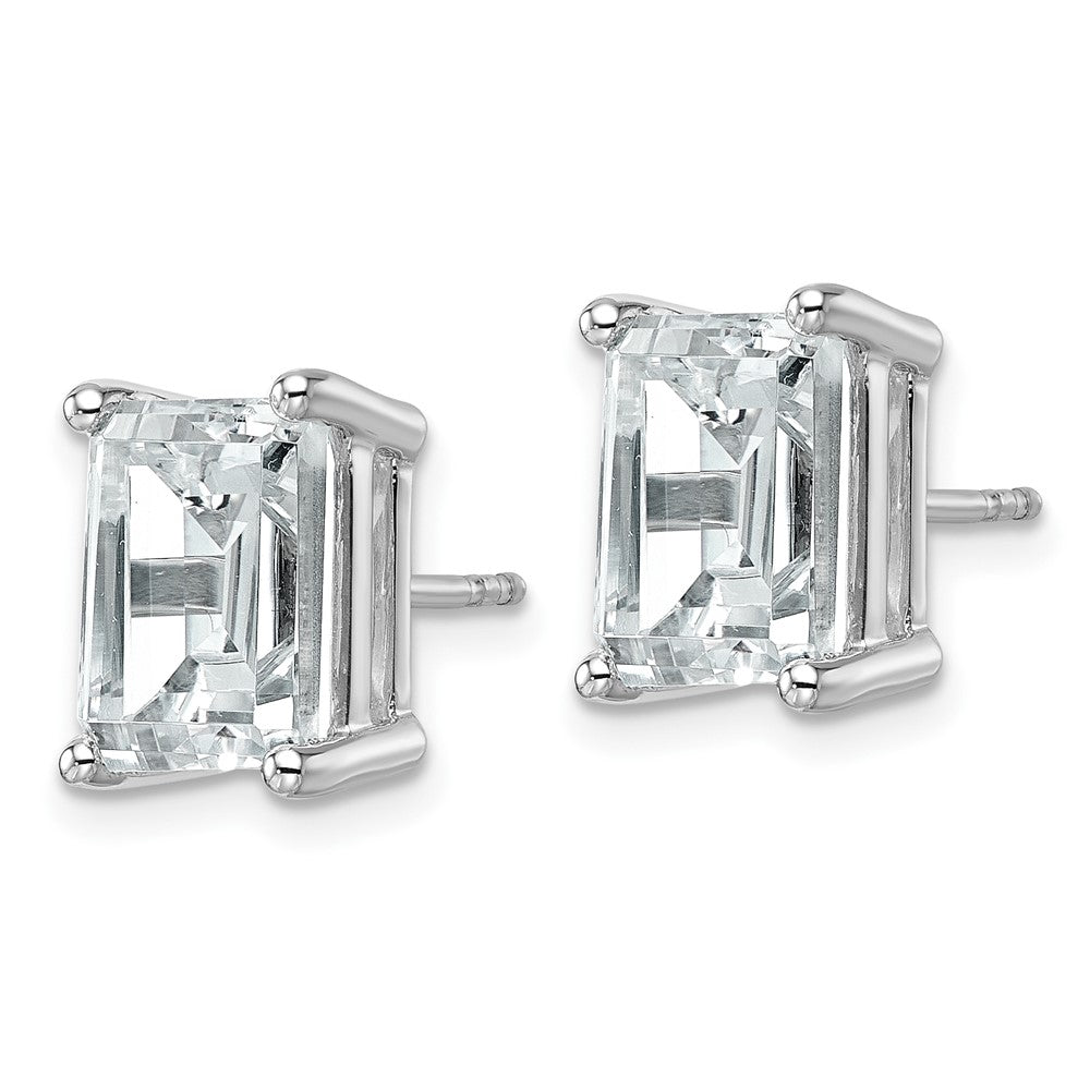 14kw 6ct Cert Lab Grown Dia VS/SI+ G+ Emerald Comp 4 Prong Stud Earrings