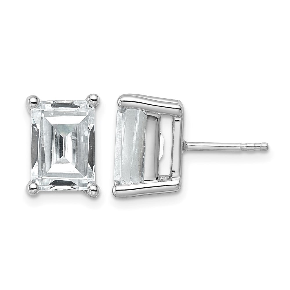 14kw 6ct Cert Lab Grown Dia VS+ F+ Emerald Comp 4 Prong Stud Earrings