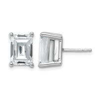 14kw 6ct Lab Grown Diamond VS+ F+ Emerald Comp 4 Prong Stud Earrings