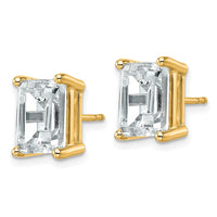 14ky 6ct Cert Lab Grown Dia VS+ F+ Emerald Comp 4 Prong Stud Earrings