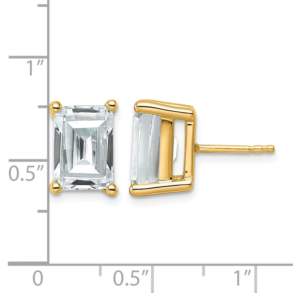 14ky 6ct Cert Lab Grown Dia VS+ F+ Emerald Comp 4 Prong Stud Earrings