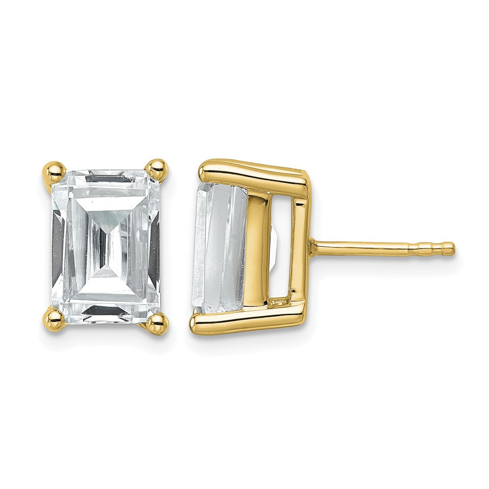 14ky 6ct Cert Lab Grown Dia VS+ F+ Emerald Comp 4 Prong Stud Earrings