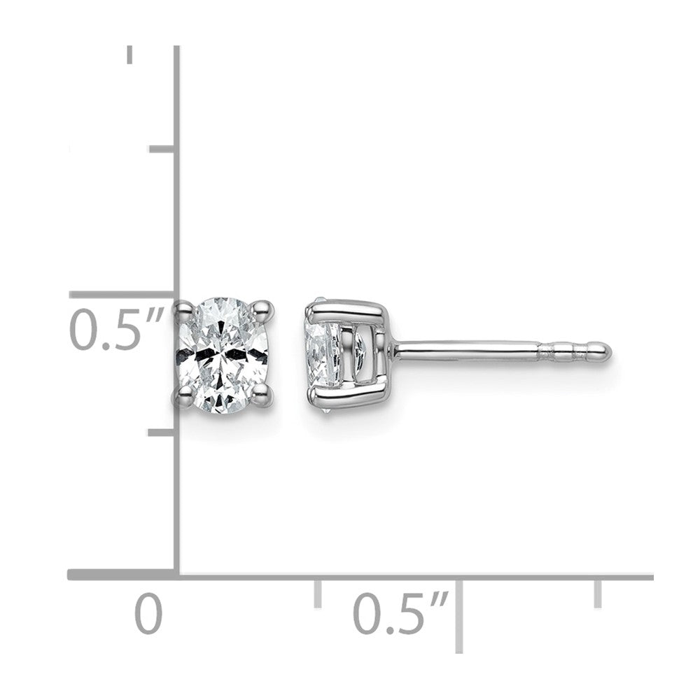 14kw 1/2ct Cert Lab Grown Diamond VS/SI+ G+ Oval 4 Prong Stud Earrings