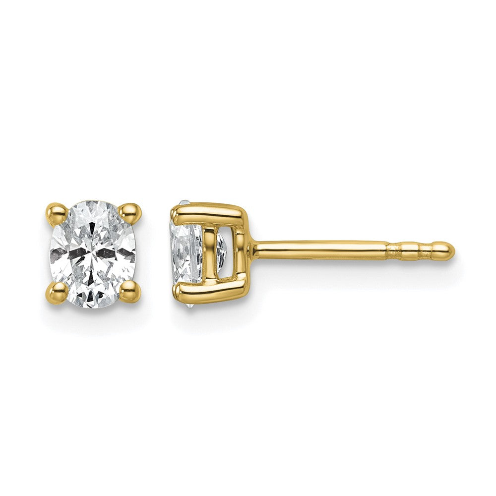14ky 1/2ct Lab Grown Diamond VS+ F+ Comp Oval 4 Prong Stud Earrings