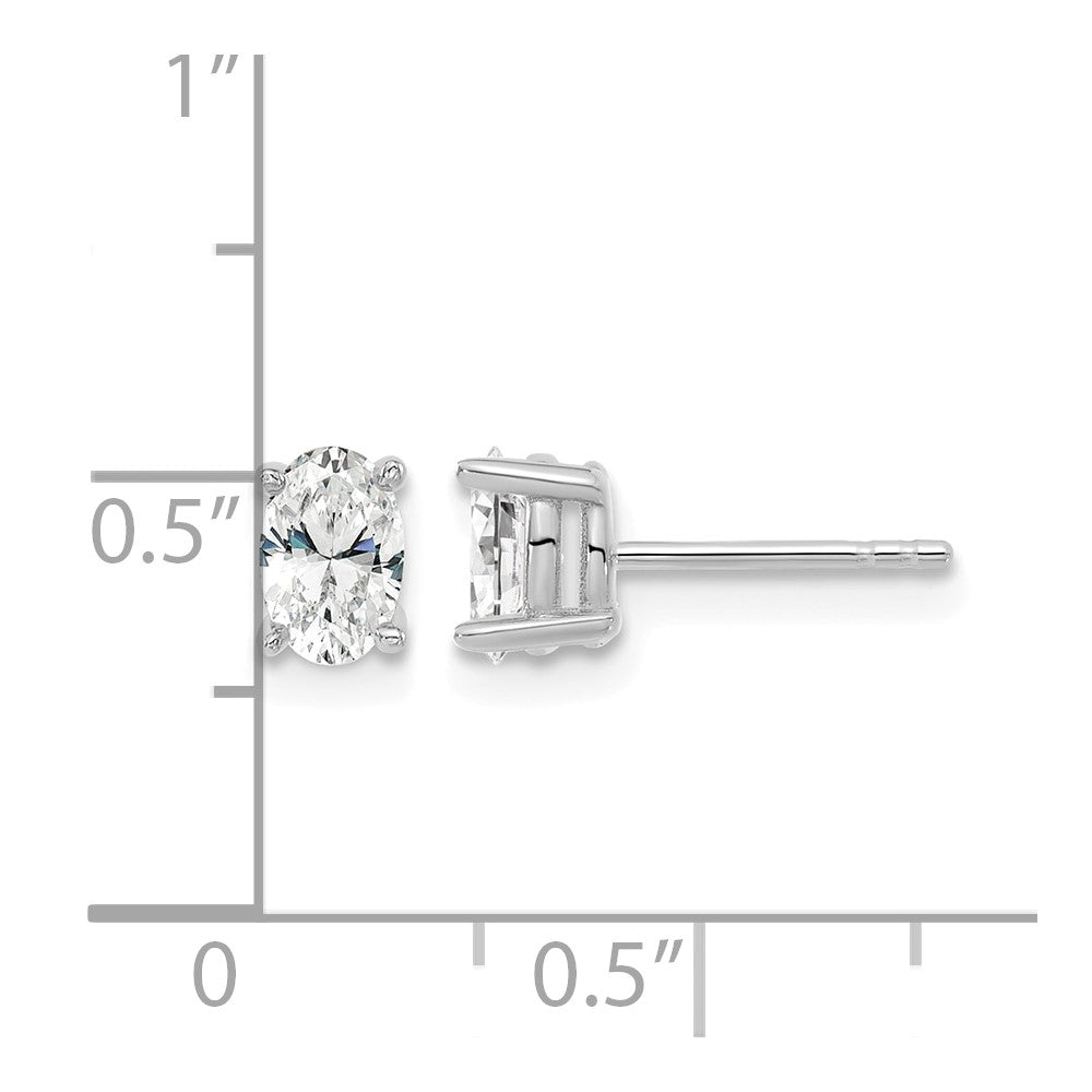 14kw 5/8ct Lab Grown Diamond VS+ F+ Comp Oval 4 Prong Stud Earrings