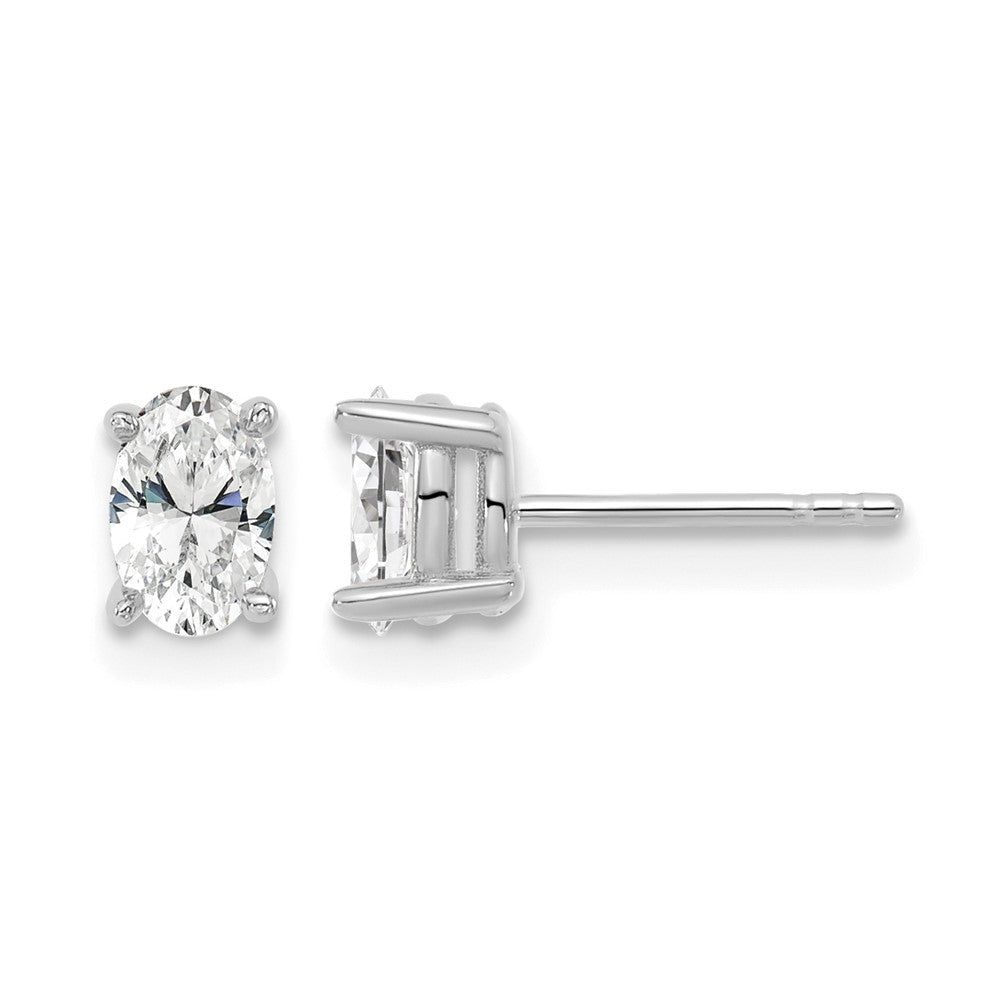 14kw 5/8ct Lab Grown Diamond VS+ F+ Comp Oval 4 Prong Stud Earrings