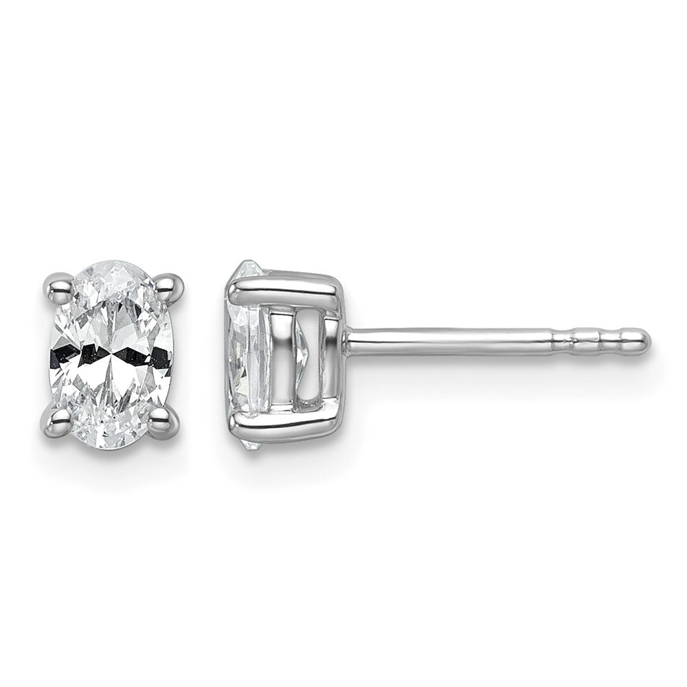 14kw 3/4ct Lab Grown Diamond VS/SI+ G+ Comp Oval 4 Prong Stud Earrings