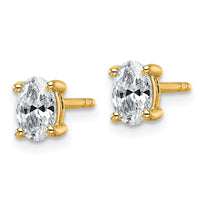 14ky 3/4ct Cert Lab Grown Diamond VS+ F+ Comp Oval 4 Prong Stud Earrings