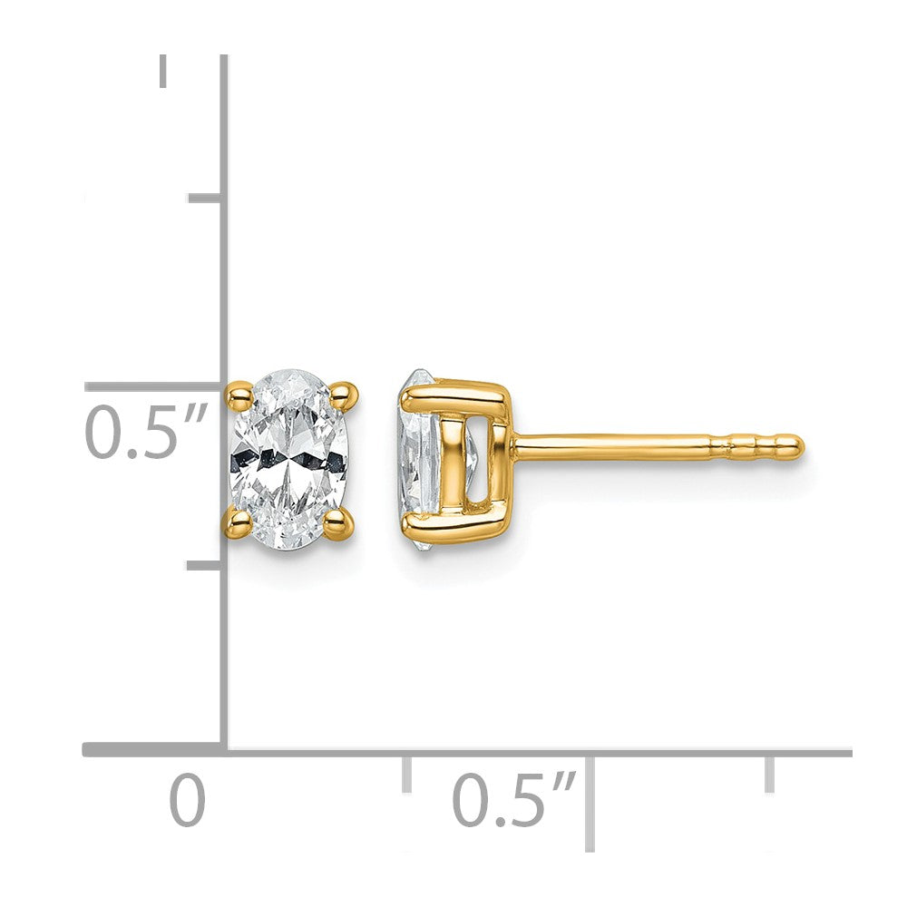 14ky 3/4ct Cert Lab Grown Diamond VS+ F+ Comp Oval 4 Prong Stud Earrings