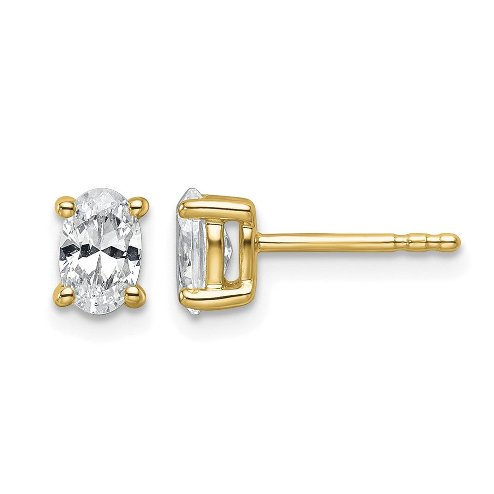 14ky 3/4ct Lab Grown Diamond VS+ F+ Comp Oval 4 Prong Stud Earrings