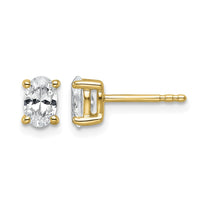14ky 3/4ct Lab Grown Diamond VS+ F+ Comp Oval 4 Prong Stud Earrings