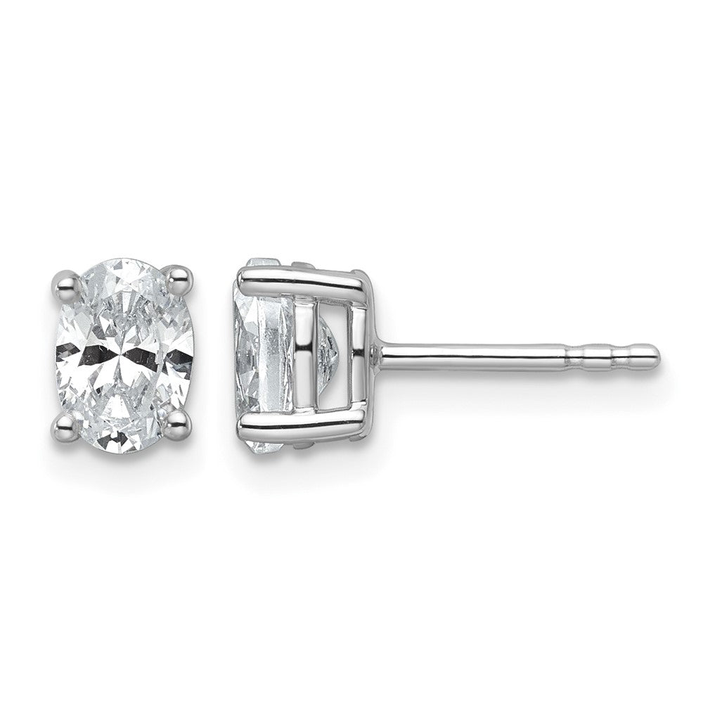 14kw 1ct Cert Lab Grown Diamond VS/SI+ G+ Comp Oval 4 Prong Stud Earrings