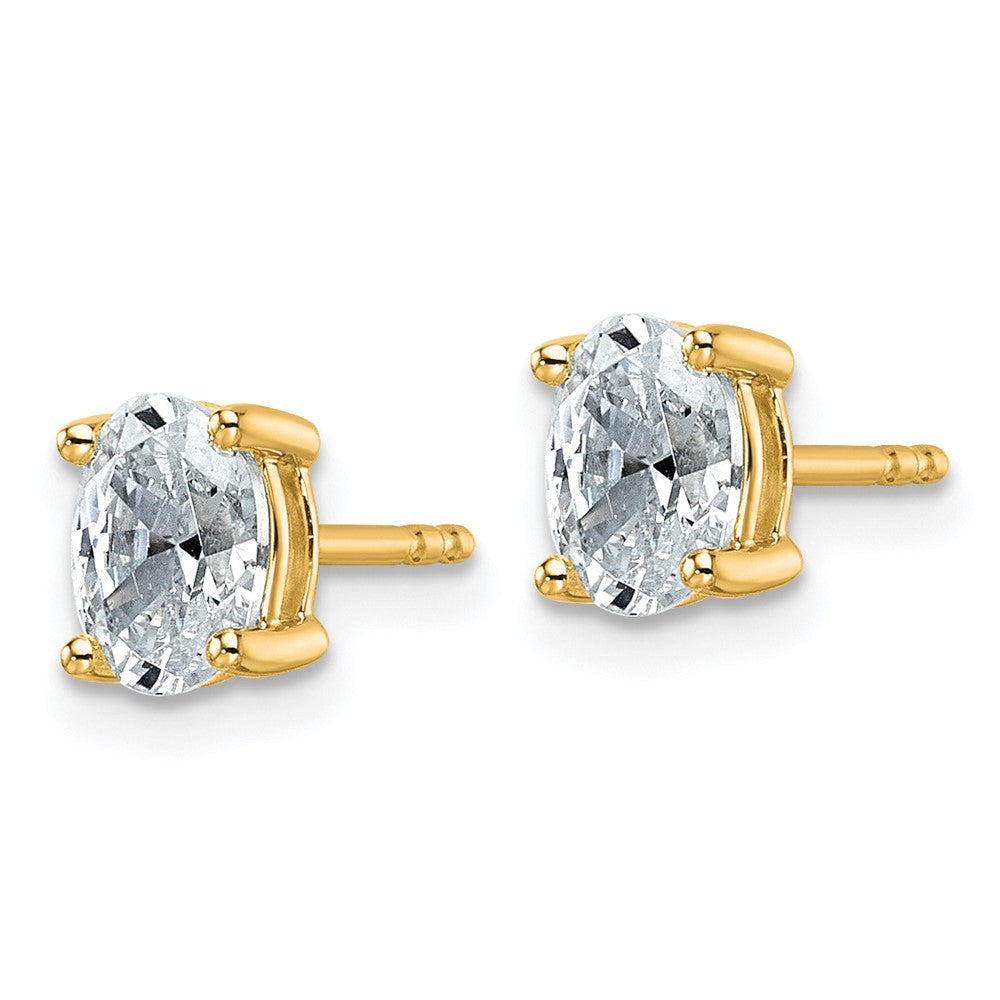 14ky 1ct Lab Grown Diamond VS+ F+ Comp Oval 4 Prong Stud Earrings