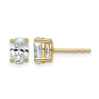 14ky 1ct Cert Lab Grown Dia VS/SI+ G+ Comp Oval 4 Prong Stud Earrings
