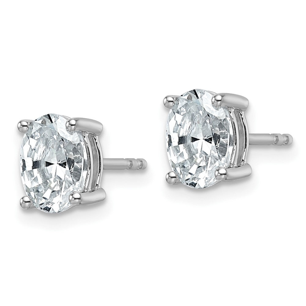 14kw 1 1/2ct Cert Lab Grown Dia VS/SI+ G+ Comp Oval 4 Prong Stud Earrings