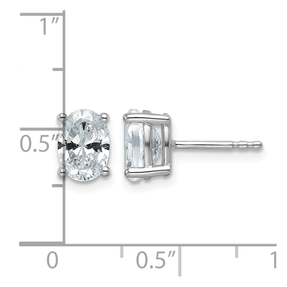 14kw 1 1/2ct Cert Lab Grown Dia VS/SI+ G+ Comp Oval 4 Prong Stud Earrings