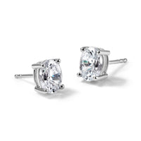14kw 1 1/2ct Cert Lab Grown Diamond VS+ F+ Comp Oval 4 Prong Stud Earrings