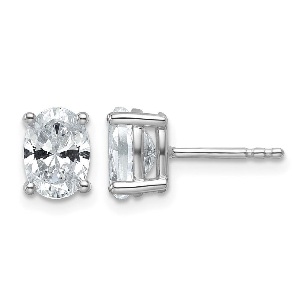 14kw 1 1/2ct Cert Lab Grown Dia VS/SI+ G+ Comp Oval 4 Prong Stud Earrings
