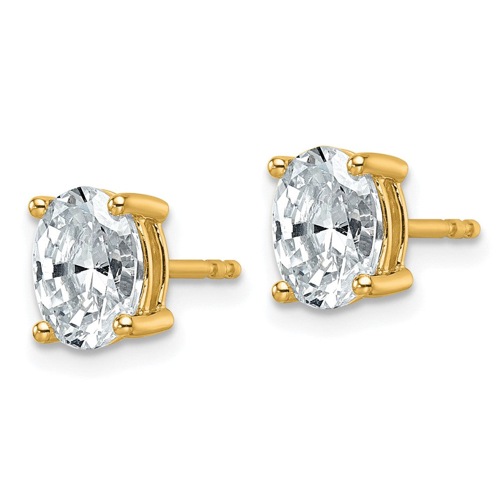14ky 1 1/2ct Lab Grown Diamond VS+ F+ Comp Oval 4 Prong Stud Earrings