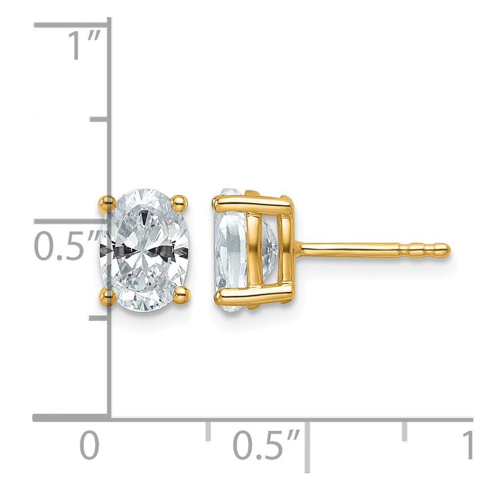 14ky 1 1/2ct Lab Grown Diamond VS+ F+ Comp Oval 4 Prong Stud Earrings