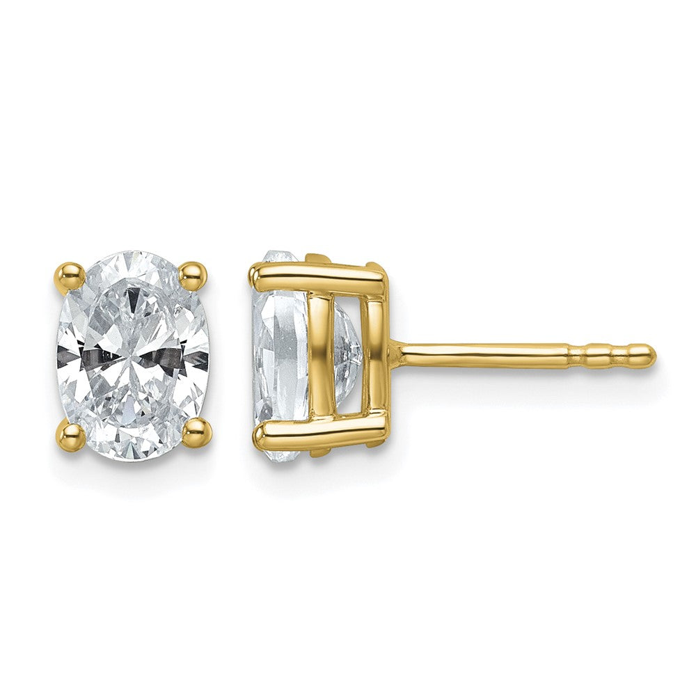 14ky 1 1/2ct Lab Grown Diamond VS+ F+ Comp Oval 4 Prong Stud Earrings