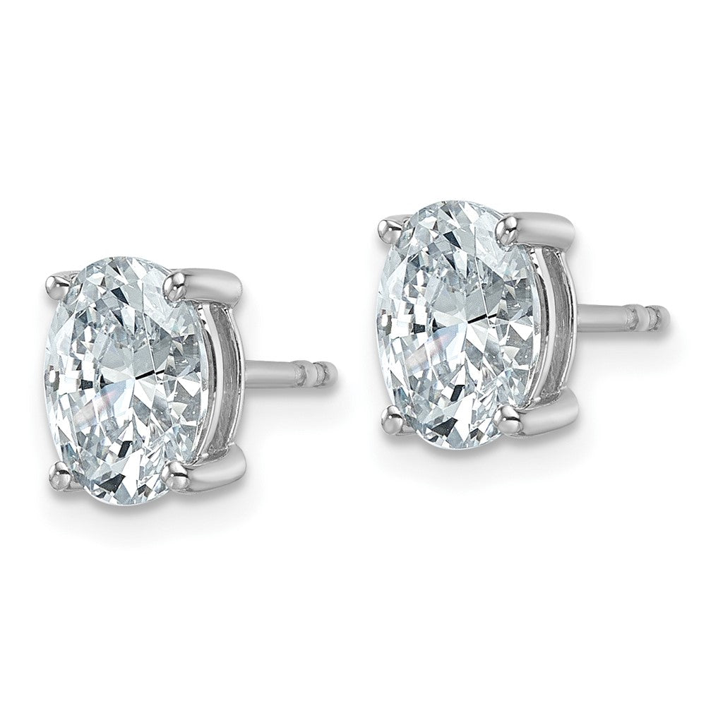 14kw 2ct Lab Grown Diamond VS+ F+ Comp Oval 4 Prong Stud Earrings