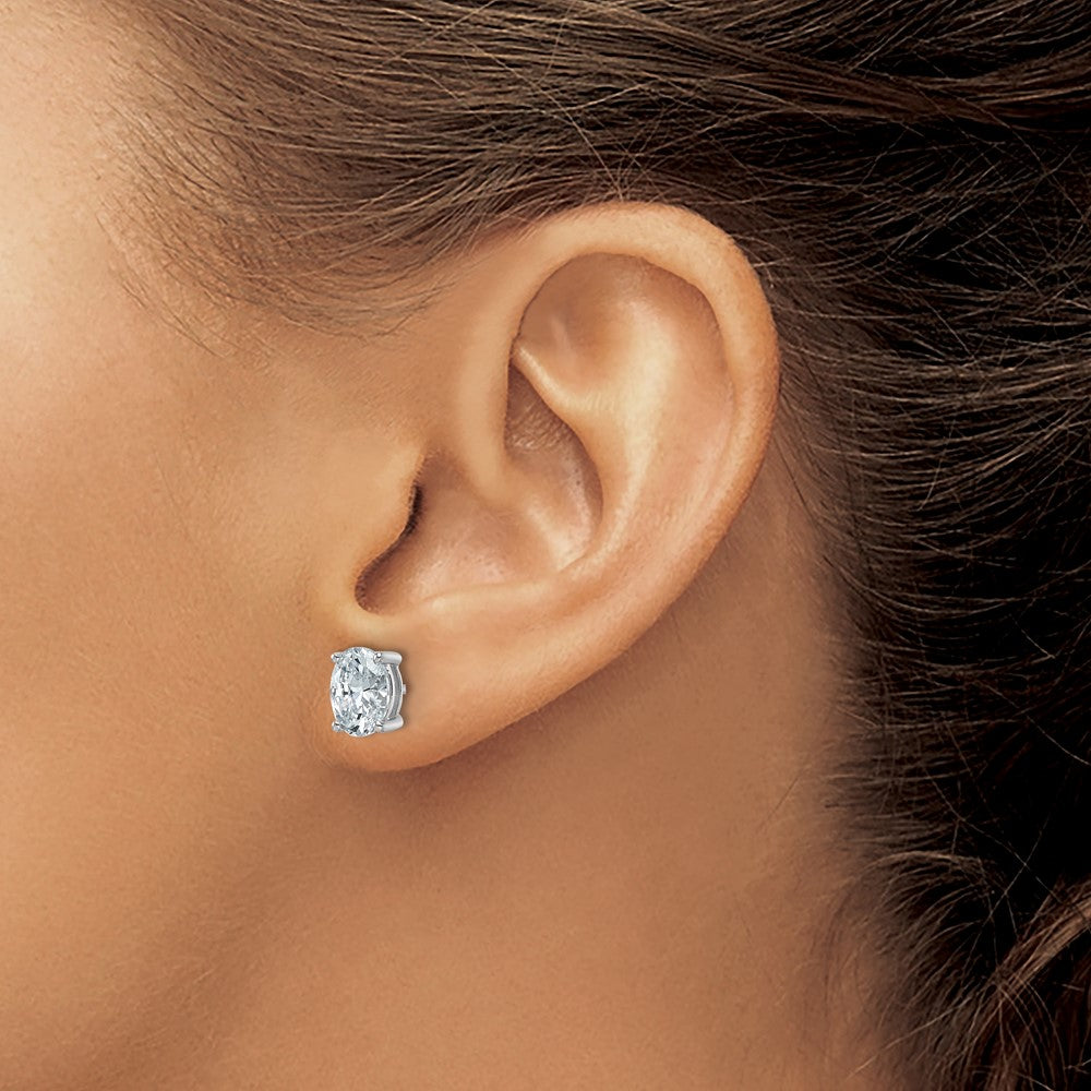 14kw 2ct Lab Grown Diamond VS/SI+ G+ Comp Oval 4 Prong Stud Earrings