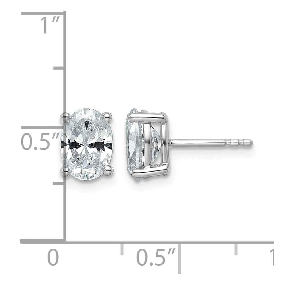14kw 2ct Lab Grown Diamond VS/SI+ G+ Comp Oval 4 Prong Stud Earrings
