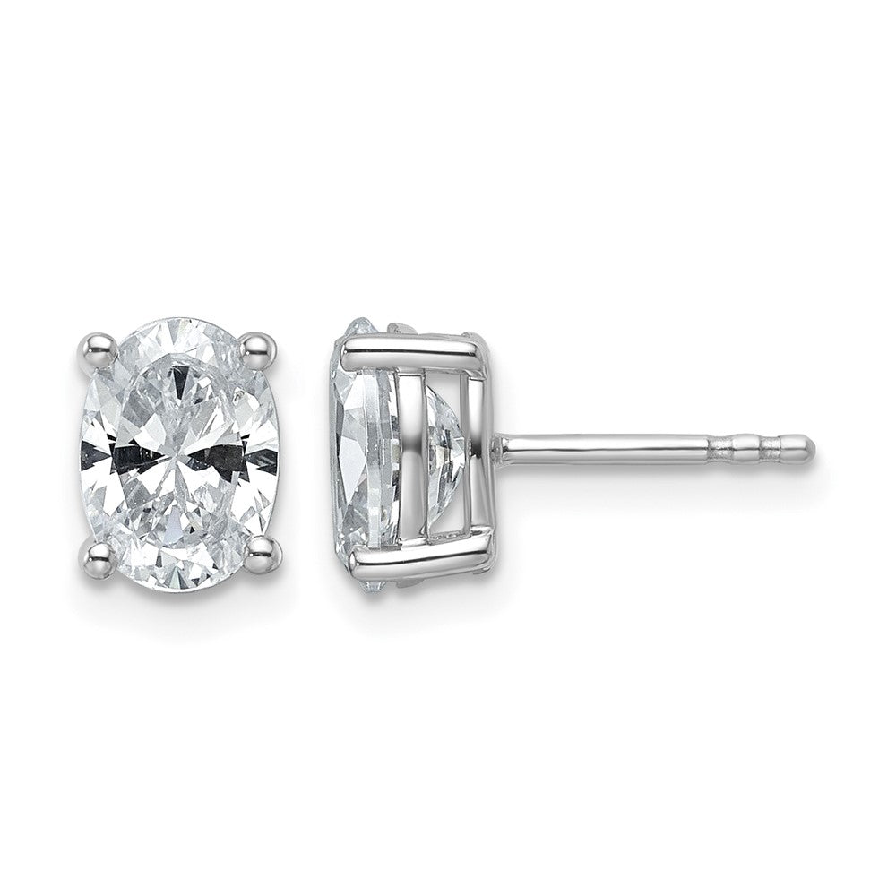 14kw 2ct Lab Grown Diamond VS+ F+ Comp Oval 4 Prong Stud Earrings
