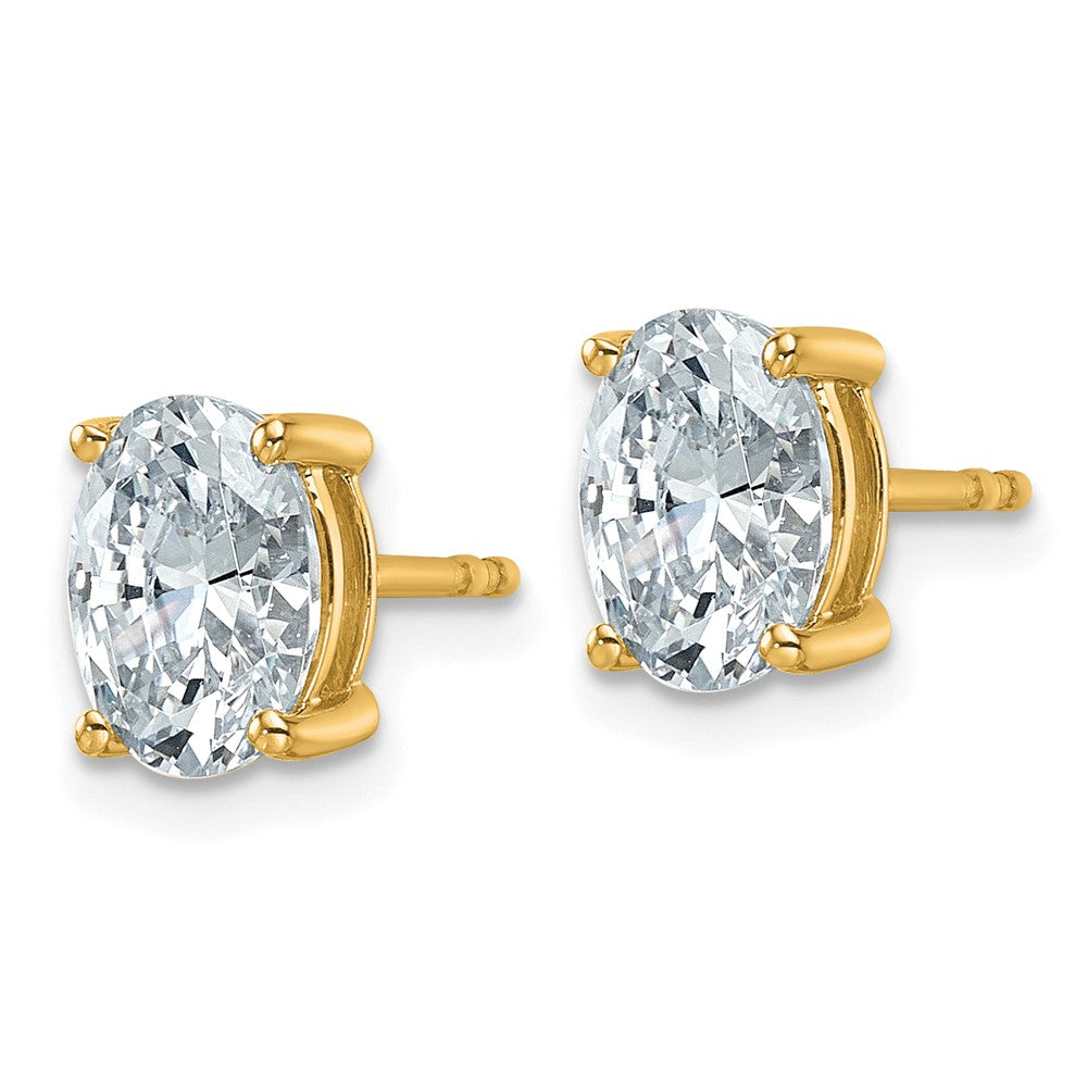 14ky 2ct Cert Lab Grown Diamond VS+ F+ Comp Oval 4 Prong Stud Earrings
