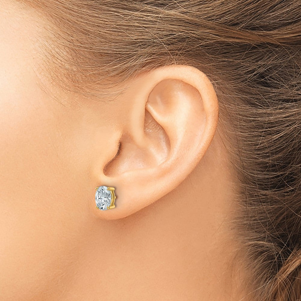 14ky 2ct Cert Lab Grown Diamond VS+ F+ Comp Oval 4 Prong Stud Earrings