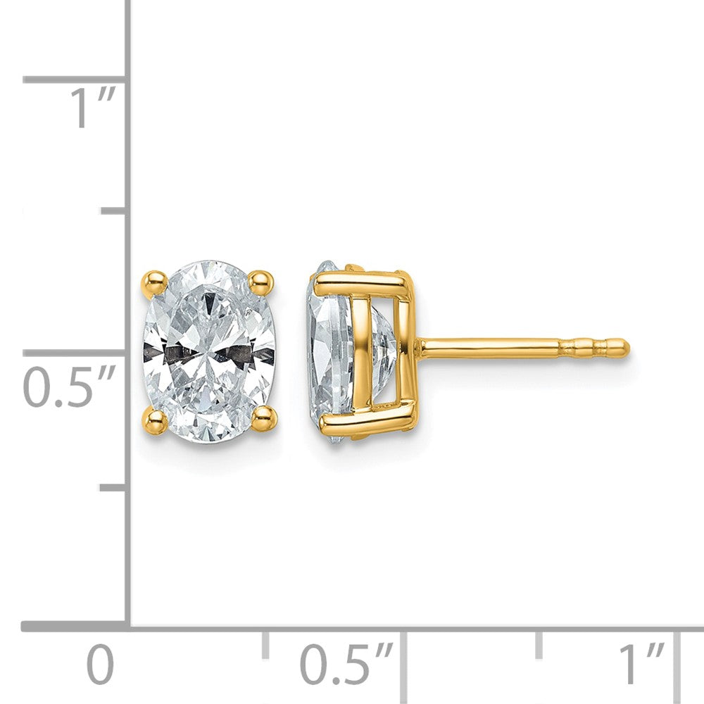 14ky 2ct Cert Lab Grown Diamond VS+ F+ Comp Oval 4 Prong Stud Earrings