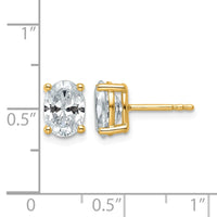 14ky 2ct Cert Lab Grown Diamond VS+ F+ Comp Oval 4 Prong Stud Earrings