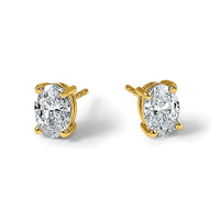 14ky 2ct Cert Lab Grown Diamond VS+ F+ Comp Oval 4 Prong Stud Earrings