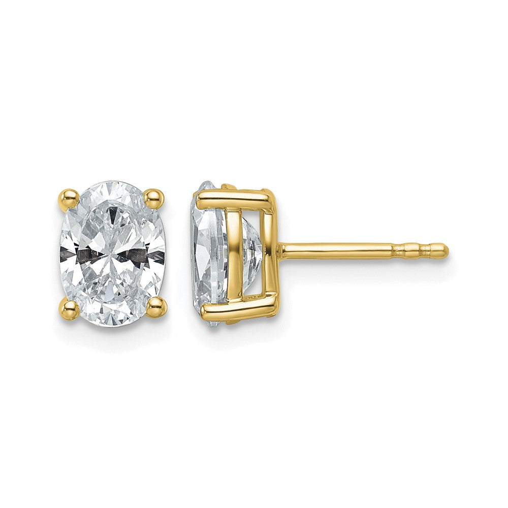 14ky 2ct Cert Lab Grown Diamond VS+ F+ Comp Oval 4 Prong Stud Earrings